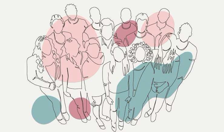 hand drawn crowd drawing illustration 23 2150424816
